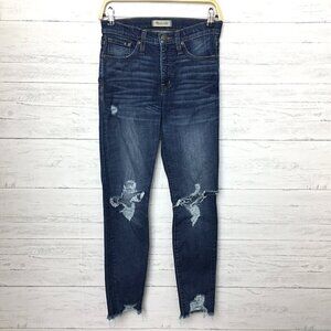 Madewell Women's Jeans 9" High Rise Skinny Distressed Stretch size 26 length 28"